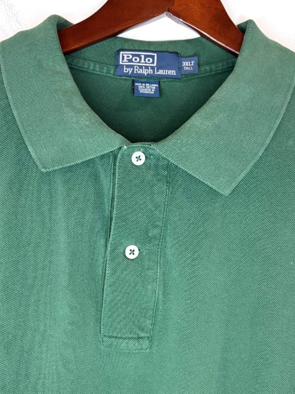 Polo Ralph Lauren Mesh Polo Shirt 3XLT Short Sleeve Cotton Dark Green No Pony
